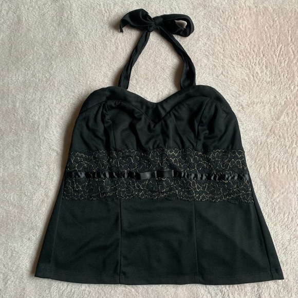 torrid Tops - EUC! Torrid Black Peplum Halter Top